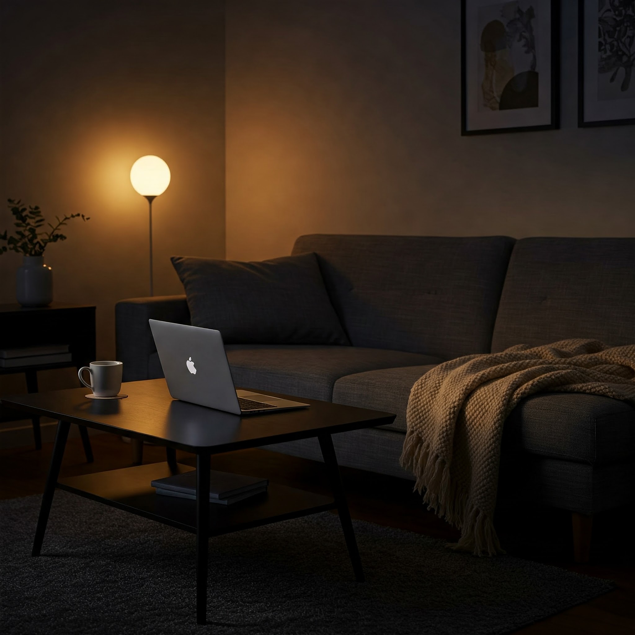 Image: A person working at a desk with a virtual coworking session on their screen