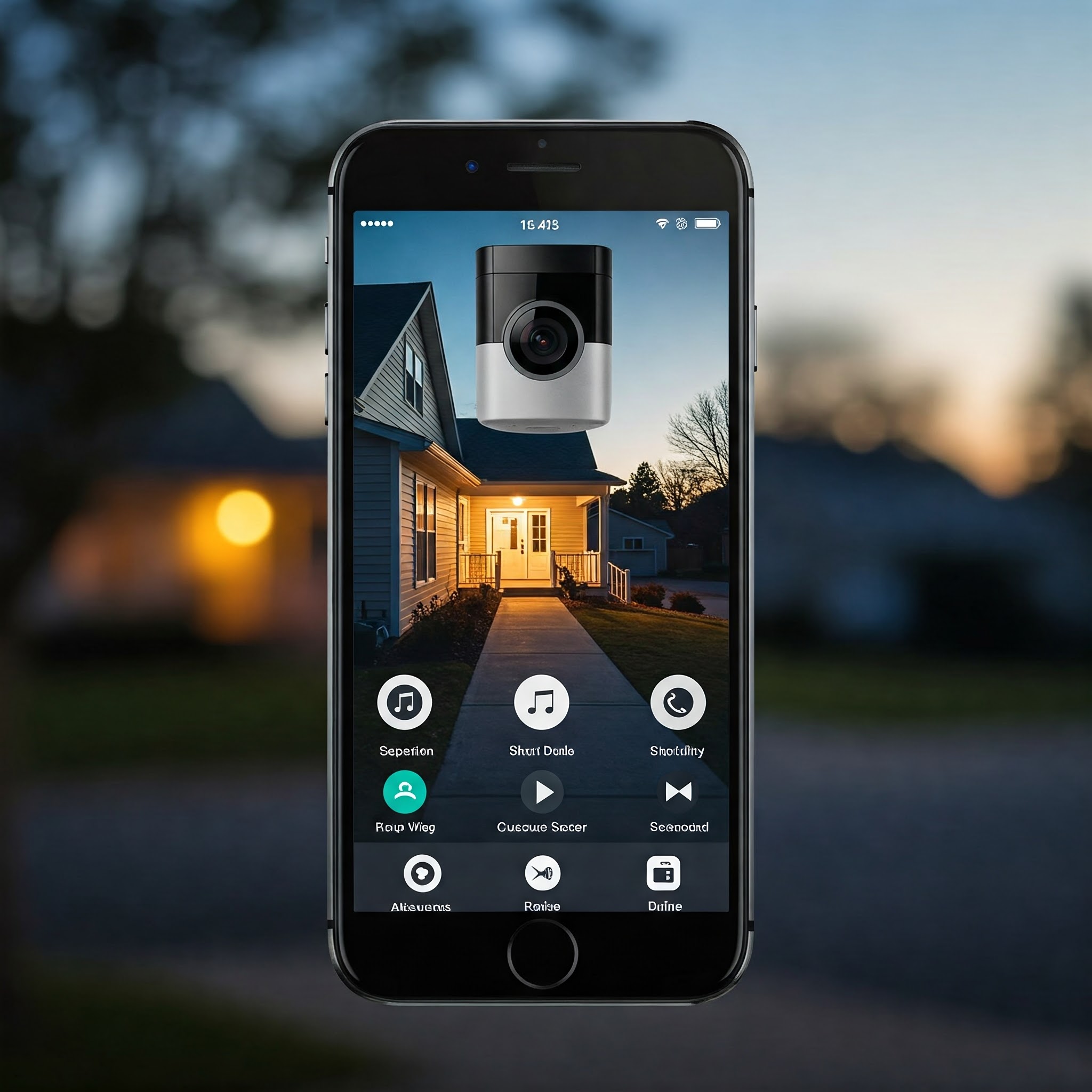 Image: A smartphone showing a live video feed from a smart doorbell